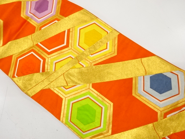 JAPANESE KIMONO / ANTIQUE FUKURO OBI / SILK / WOVEN KIKKO